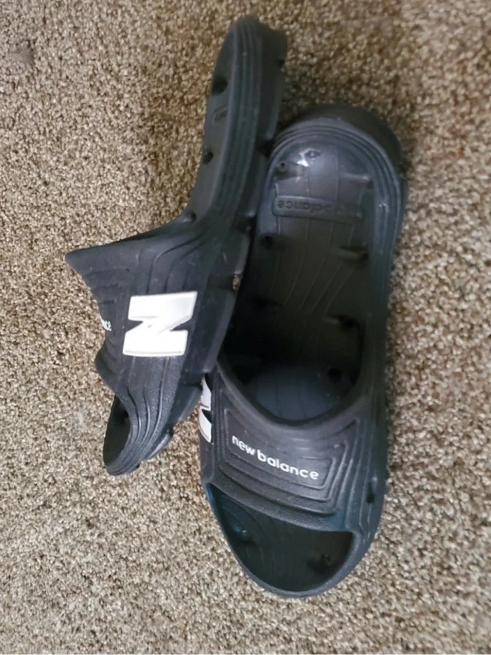 New Balance Kids Black Slide Sandals with White Logo